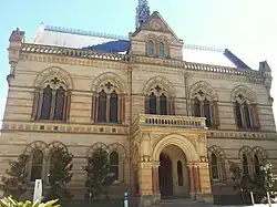 This is a photograph of the Mitchell Building, formerly the University Building, which is the oldest building on campus.