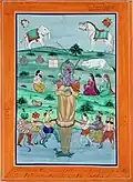 The Tortoise Avatar of Vishnu: Churning of the Milky Ocean, by Kapur Singh, ca.1865
