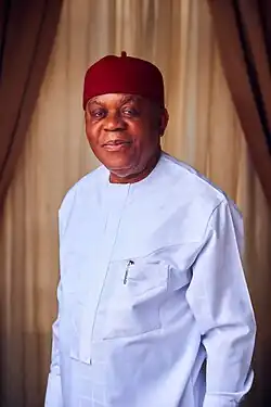 Theodore Orji in a traditional Igbo cap