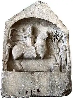 Thracian horseman with a serpent-entwined tree, Histria Museum, Romania