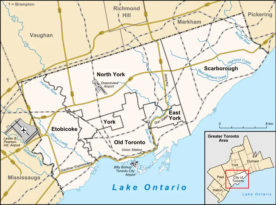 Map with indicator in Scarborough, Toronto