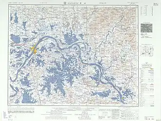 Map including East Lake (labeled as Kuo-cheng Hu 郭鄭湖) in 1953 (not to be confused with the East Lake in Dongxihu District)