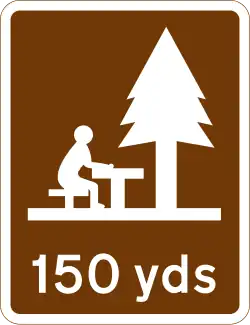 Picnic area 150&nbsp;yd (140&nbsp;m) ahead