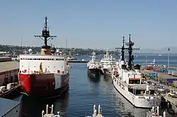 Yashima, USCGC Mellon, USCGC Polar Sea and Vorovskiy at Seattle on 26 August 2009.