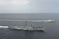 KRI Sultan Hasanuddin and USS&nbsp;Rodney M. Davis in Strait of Malacca in October 2014.