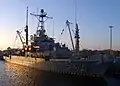 The rescue and salvage ship USS Grapple (ARS 53), prepares to get underway for salvage and diving operations in the aftermath of Hurricane Katrina.