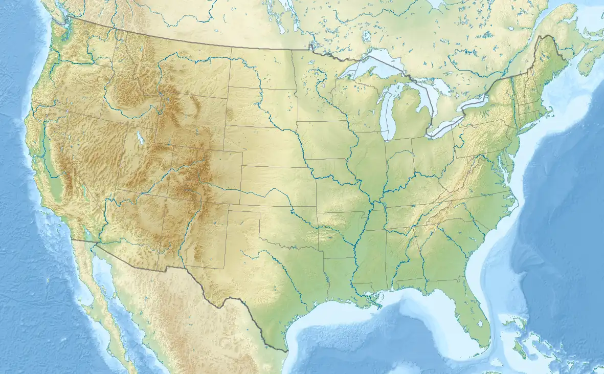 Map showing the location of Wichita Mountains Wildlife Refuge