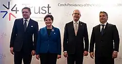 Visegrád Group Leaders: Robert Fico, Szydło, Bohuslav Sobotka, Viktor Orbán (2015)