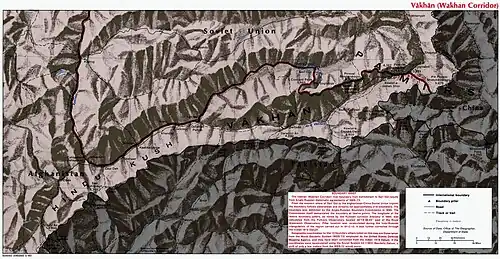 Wakhan Corridor including Afghanistan–China border