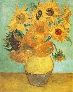 Sunflowers (F455), repetition of the 3rd version Oil on canvas, 92 × 72.5&nbsp;cm Philadelphia Museum of Art, Philadelphia, United States.