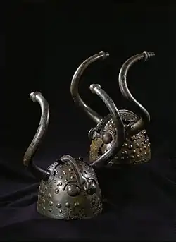 The Veksø horned helmets, from the later Bronze Age (c. 1100-900&nbsp;BC).
