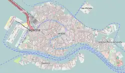 Map of Venice with location of church