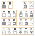 The 22 (of 256) essentially different Venn diagrams with 3 circles (top) and their corresponding Euler diagrams.(bottom) Some of the Euler diagrams are not typical; some are even equivalent to Venn diagrams. Areas are shaded to indicate that they contain no elements.