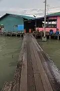 Wooden bridge road on the island
