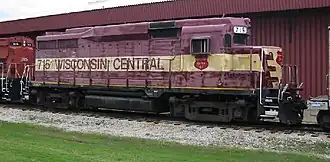 Wisconsin Central 715, a GP30, on display at the National Railroad Museum in Green Bay, Wisconsin