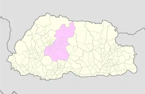 Map of Wangdue Phodrang District in Bhutan