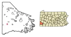 Location of Claysville in Washington County, Pennsylvania.
