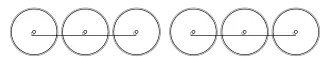 Diagram of six driving wheels in two trios, each trio joined by coupling rods