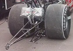 the rear of a drag car