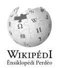 Wikipedia logo displaying the name "Wikipedia" and its slogan: "The Free Encyclopedia" below it, in Betawi
