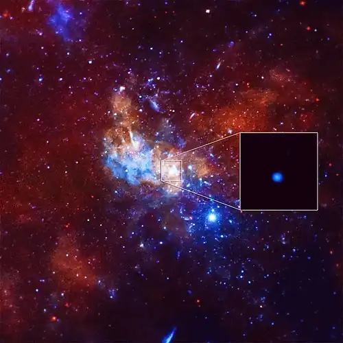 An unusually bright X-ray flare from Sgr A* was detected in 2013.[43]