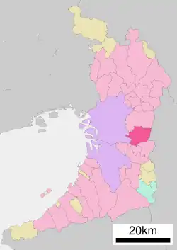 Location of Yao in Osaka Prefecture