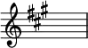 {
\override Score.TimeSignature #'stencil = ##f
\relative c' {
\clef treble \key a \major
s1
} }