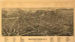 An angled map of Watertown
